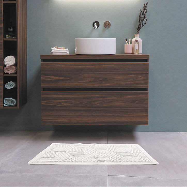 Tapis de bain antidérapant 100% coton 50x80 cm, blanc, Cubo Spirella