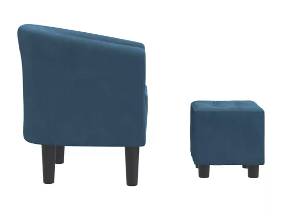 Chaise cabriolet avec repose-pied bleu foncé velours