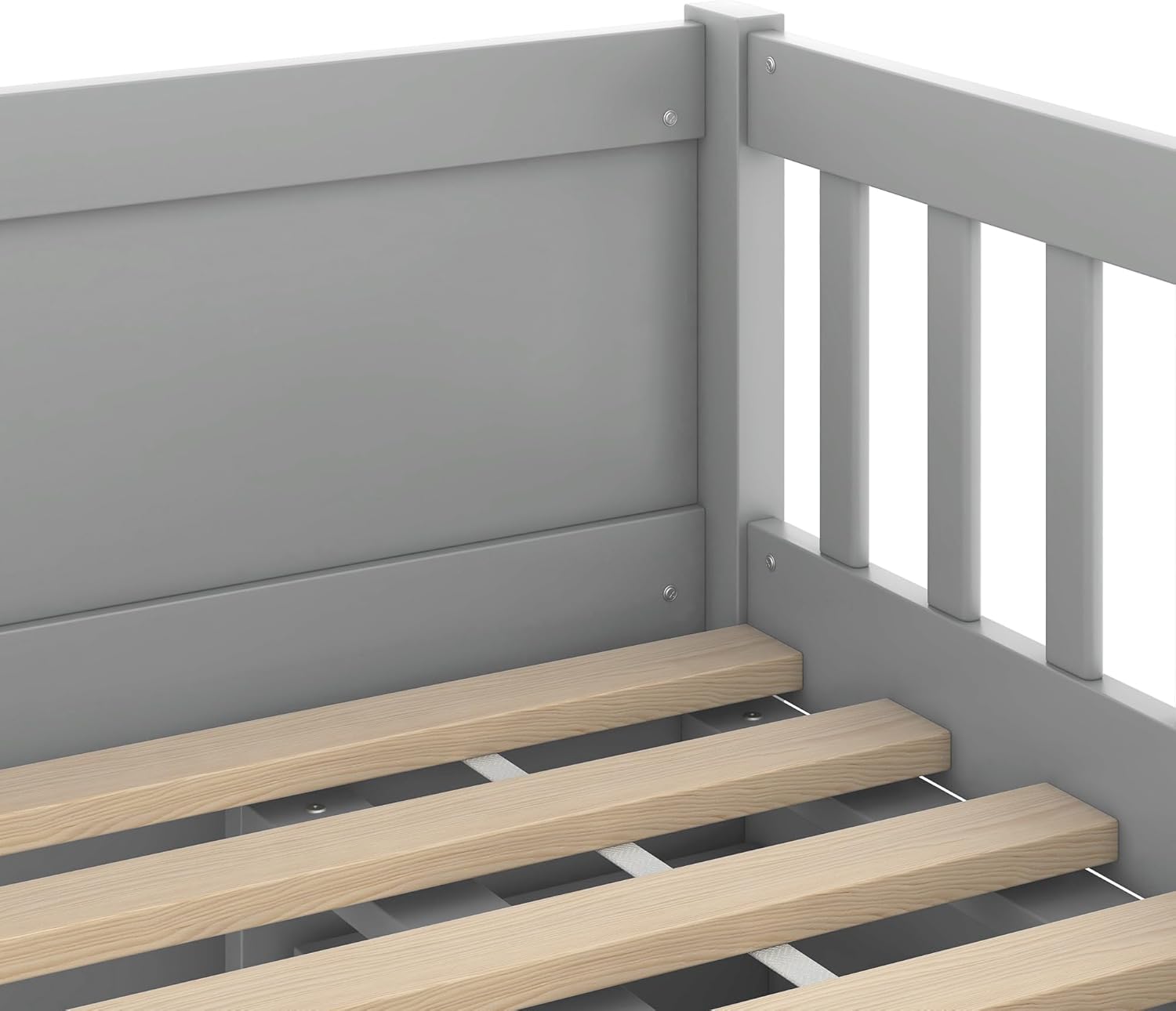 Merax Kinderbett 90x200 cm, Funktionsbett mit Stauraum, Holzbett mit Lattenrost & 4 Schubladen, Jugendbett mit Leiter und Rausfallschutz - Kiefer massivholz, ohne Matratze, Grau