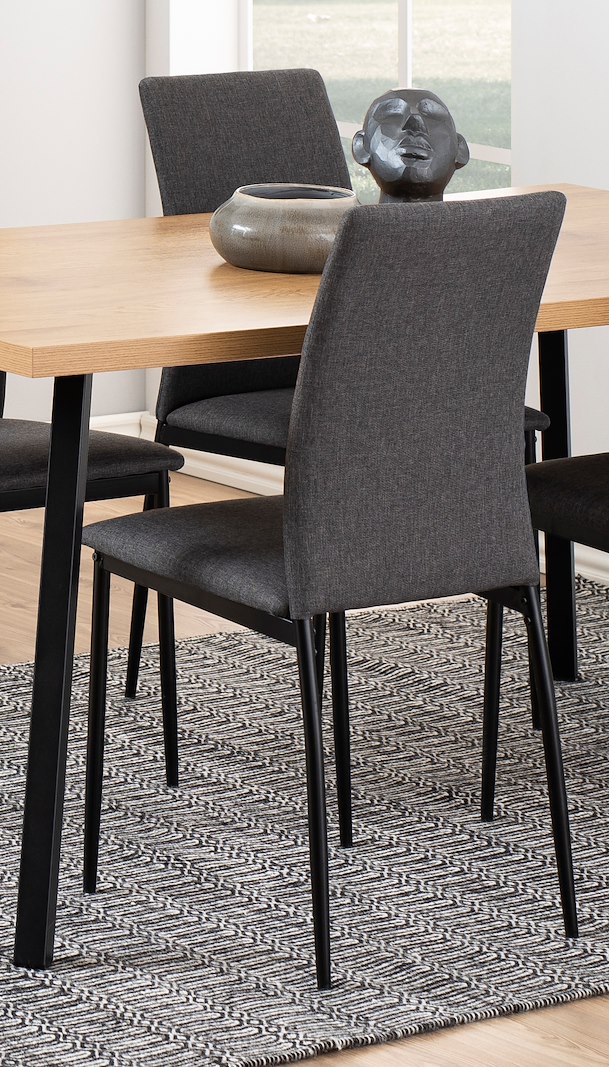 Demina spisestol Tekstil Sawana 5 Grey med sort metall understell