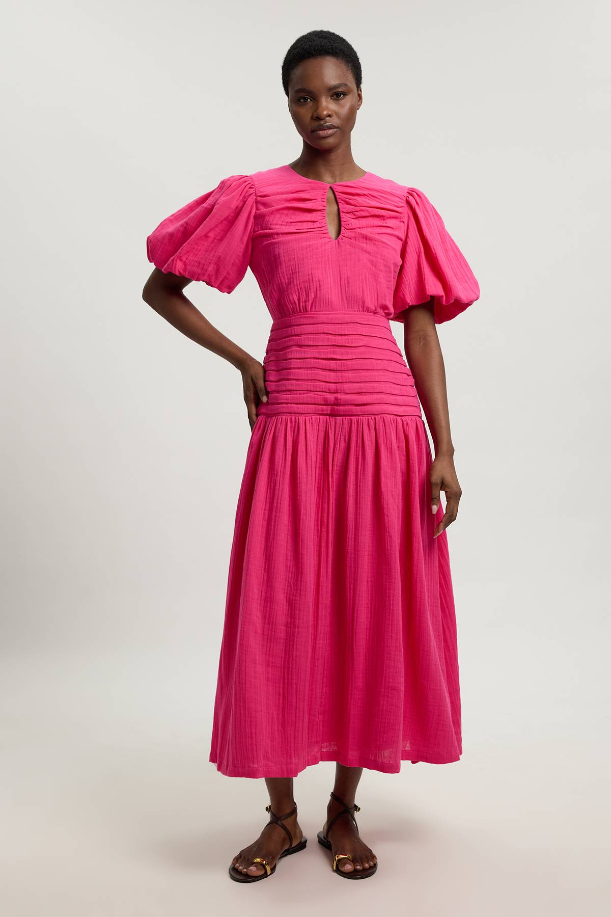 KarenMillen Robe Midi En Double Tissu À Manches Ballon