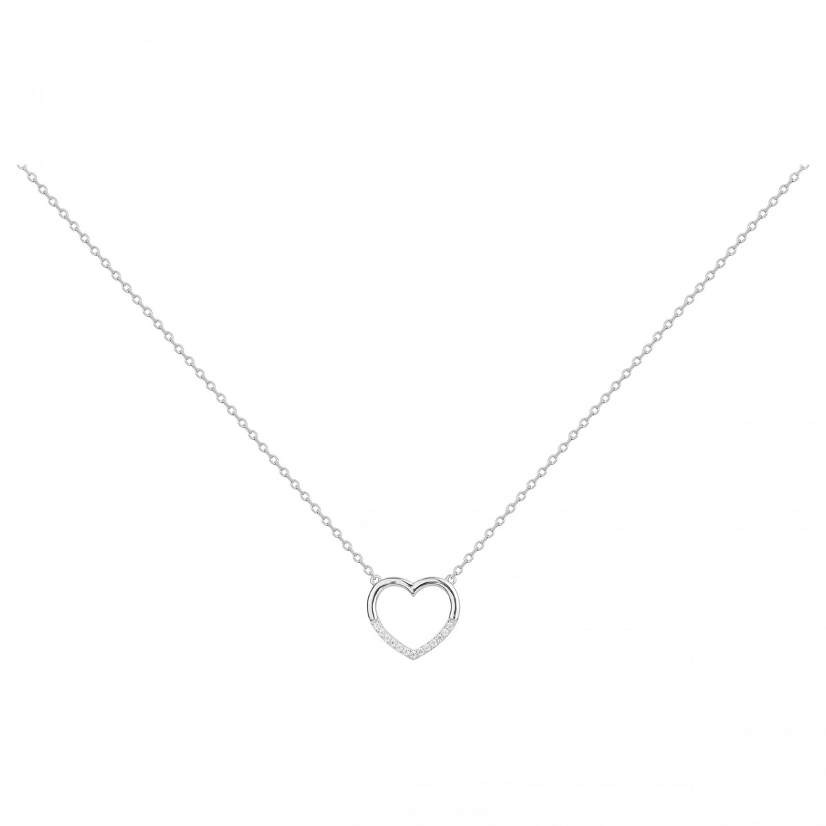 Collier mono-motif en Argent avec oxyde de zirconium blanc