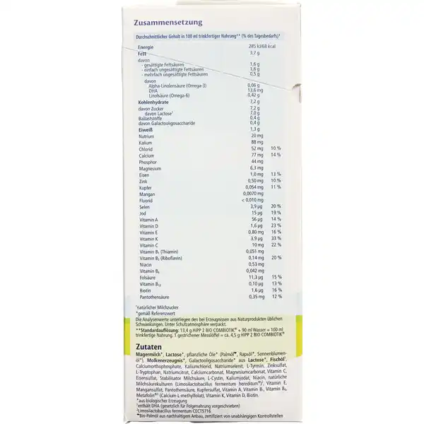 Bio Combiotik Folgemilch 2 ohne Stärke nach dem 6. Monat