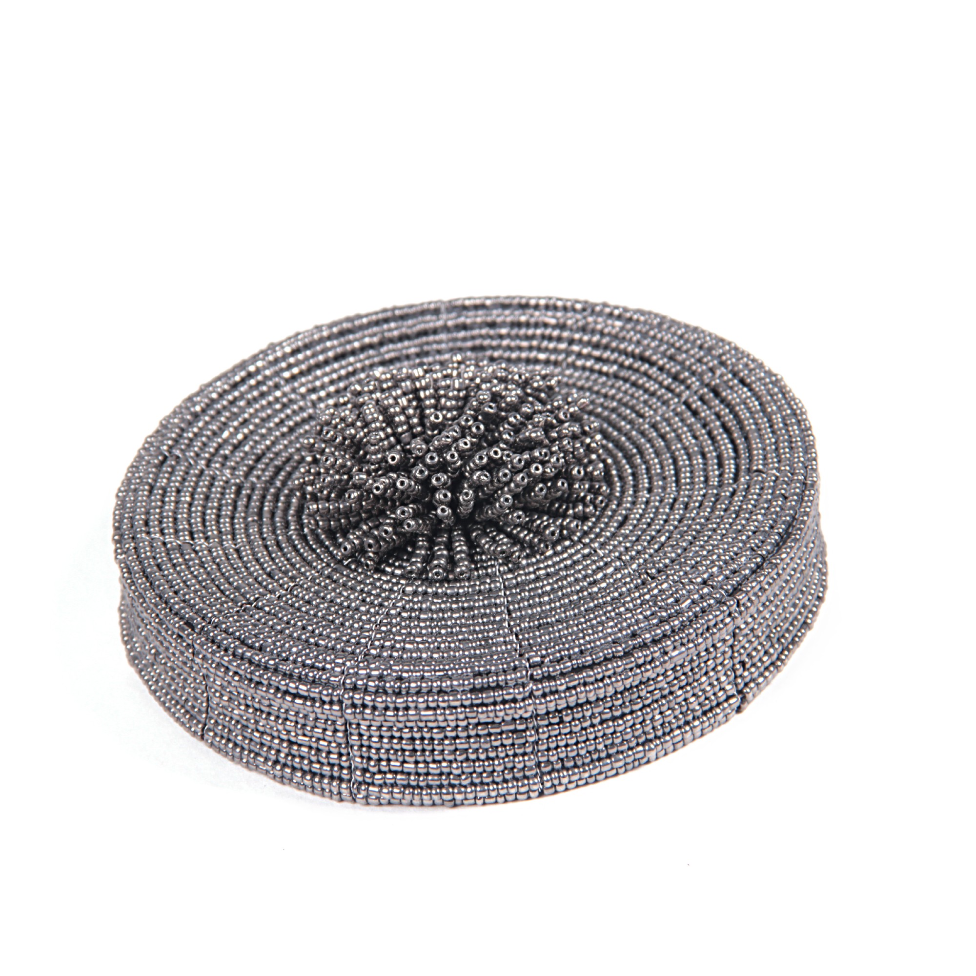 Deckelbehälter aus Glasperlen L, schwarz, weiß, Ø 11 cm, H 11 cm von fischer's lagerhaus