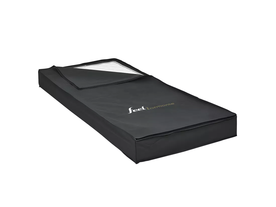 Housse de rangement de matelas 90x190 cm tissu noir SOMNUM