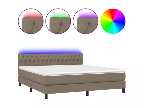 Sommier tapissier avec matelas et LED Taupe 180x200 cm Tissu