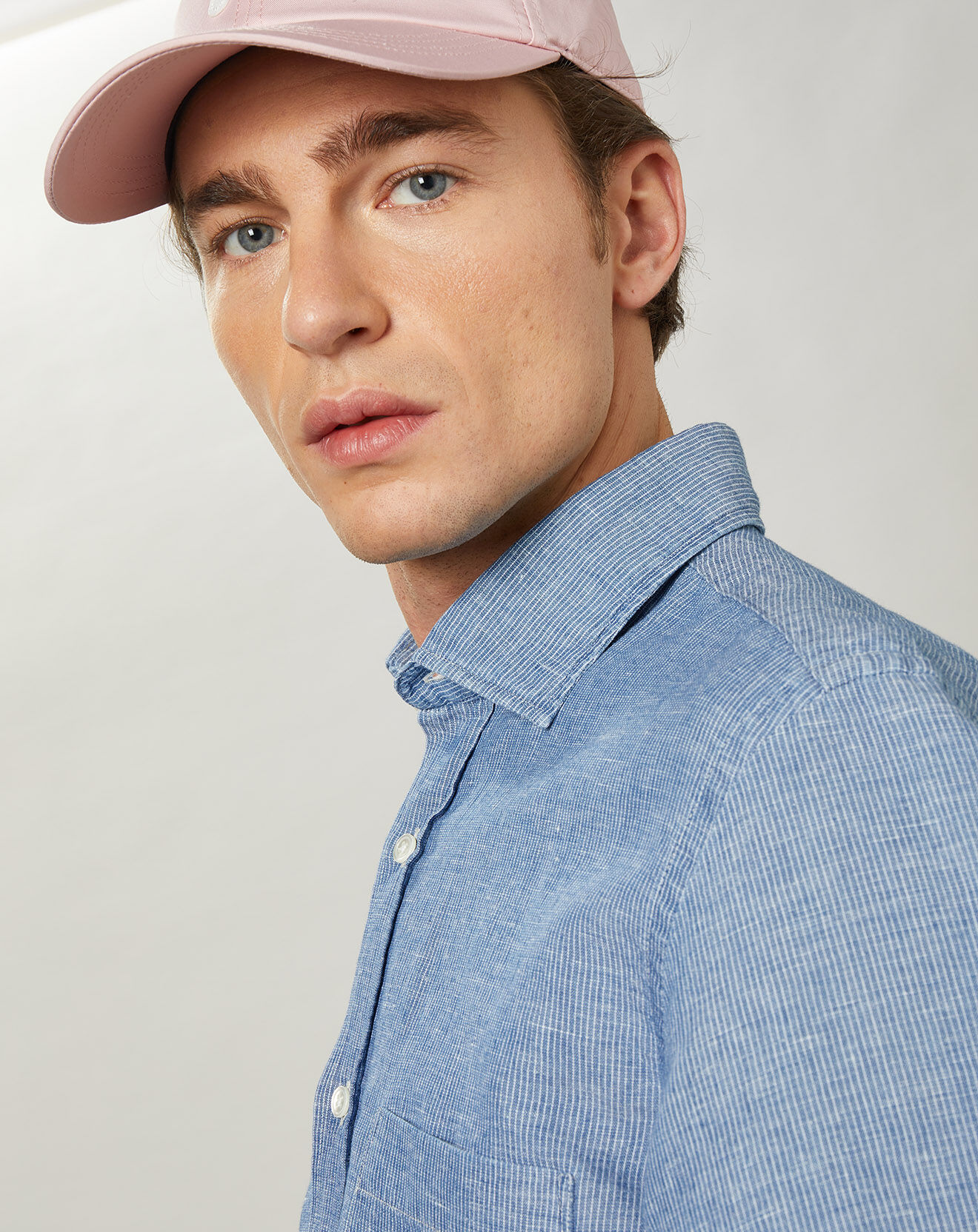 Hartford Chemise regular en Coton & Lin Paul indigo