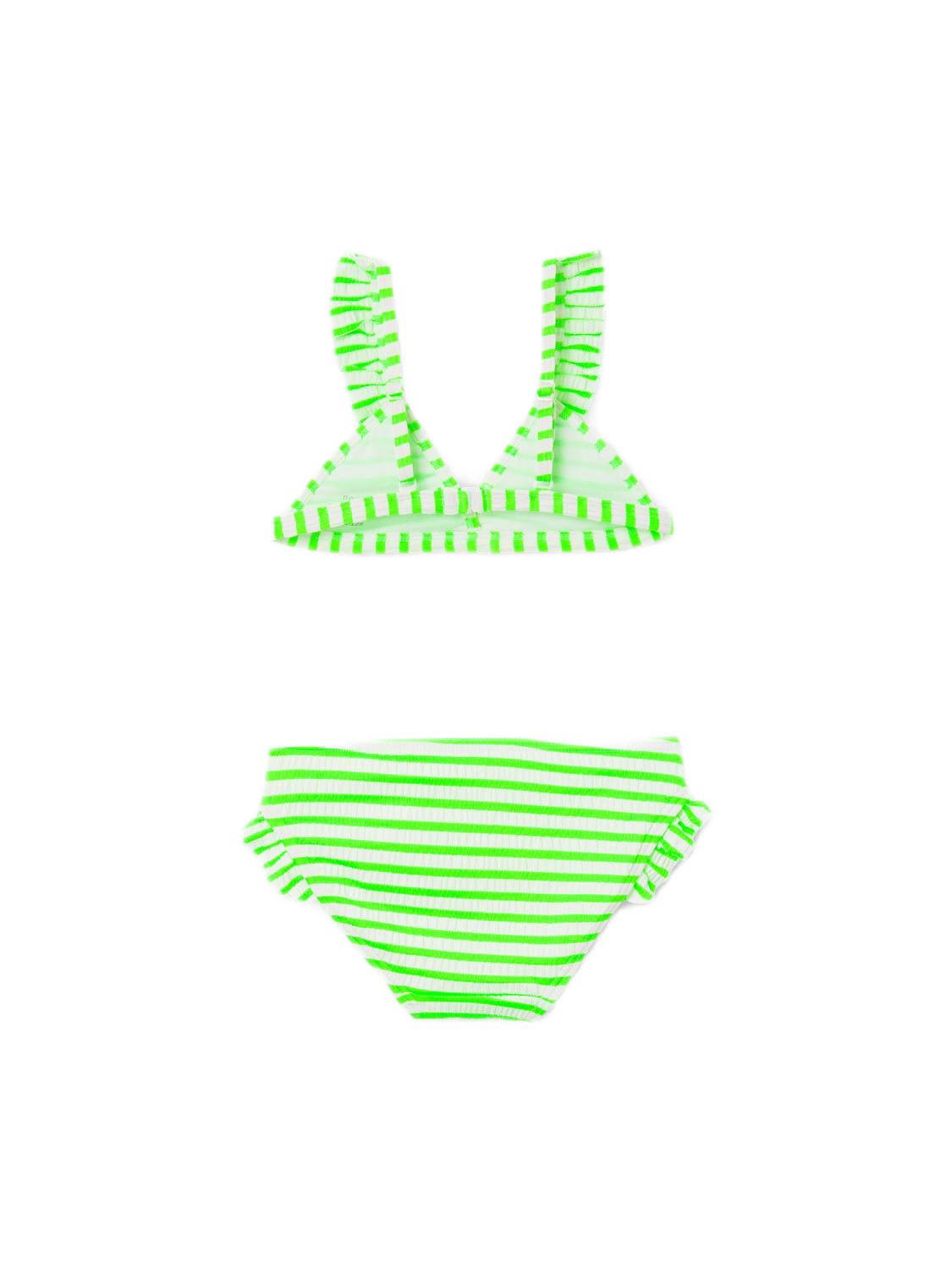 NAME IT triangel bikini met ruches NKFZALEY neon groen/wit