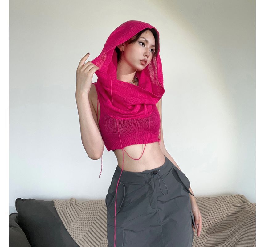 Bababy - Gebreid crop top met capuchon