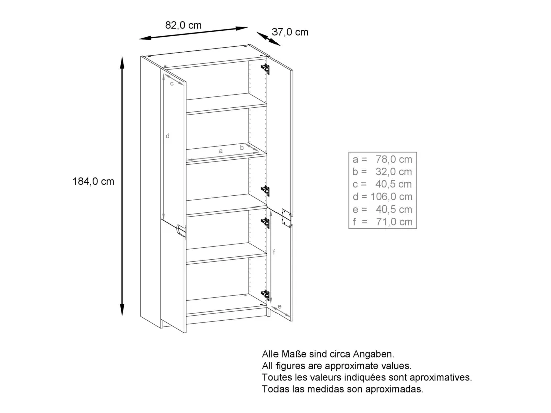 Armoire De Bureau Noir Mat Et Anthracite Avola (LxHxP) : 82 X 185 X 37