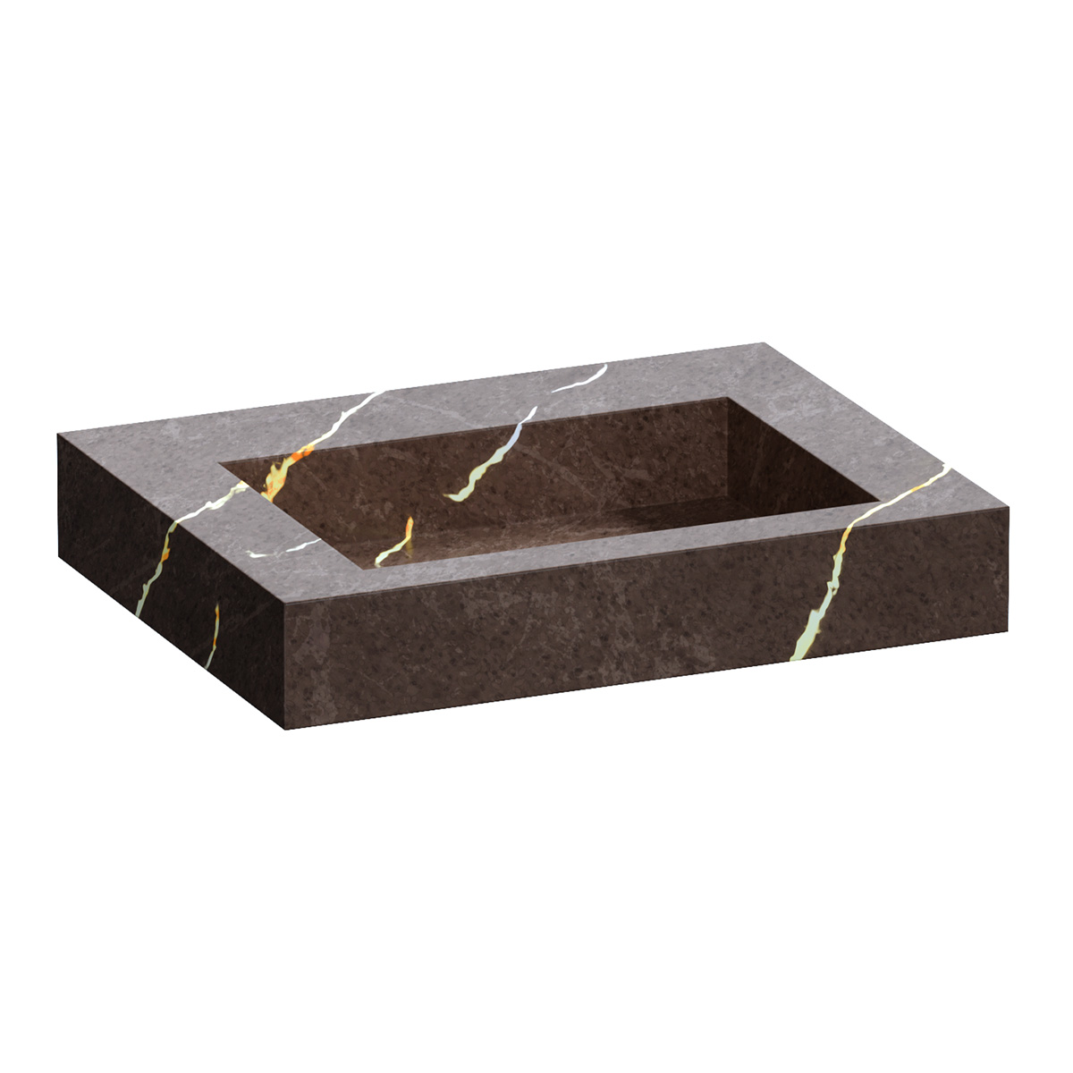 Brauer Coral wastafel marmerlook 60cm zonder kraangat copper brown