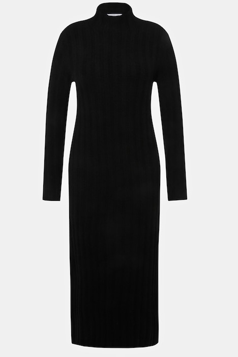 Maxikleid, Slim Shape, Rippstrick, Stehkragen, Langarm