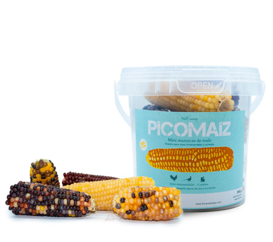 Mini Espigas de Milho para Galinhas e Coelhos - PicoMaíz - Petisco 100% Natural para Roedores e Pássaros - 240g - Ajuda a Desgastar os Dentes e o Bico