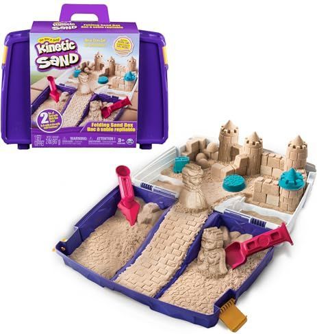 Kinetic Sand - Opvouwbare Zandbak - 2 lbs Speelzand - 7 Mallen en Gereedschappen - Sensorisch Speelgoed voor Kinderen vanaf 3 Jaar