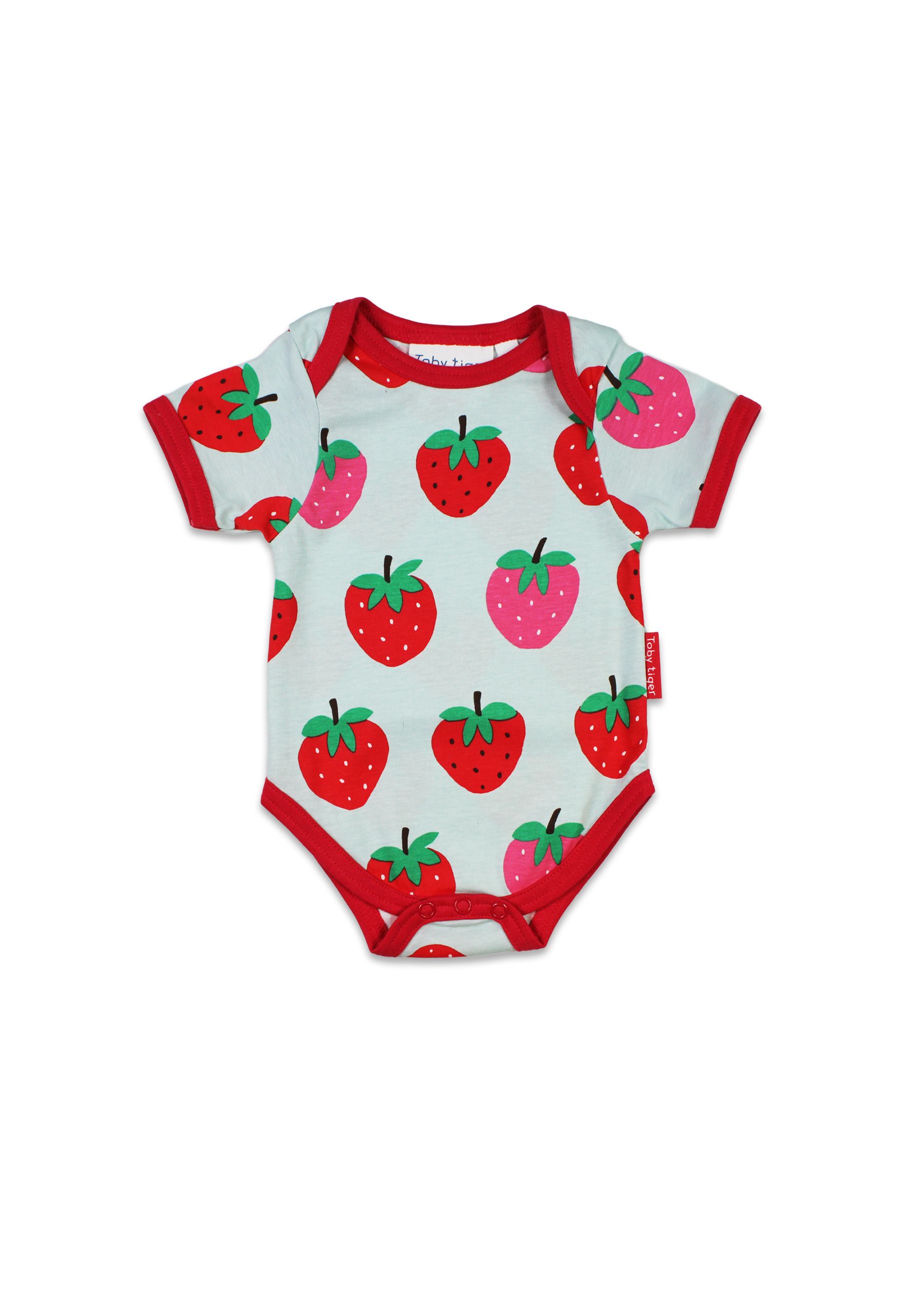 Toby Tiger Baby-Body mit Erdbeer-Druck