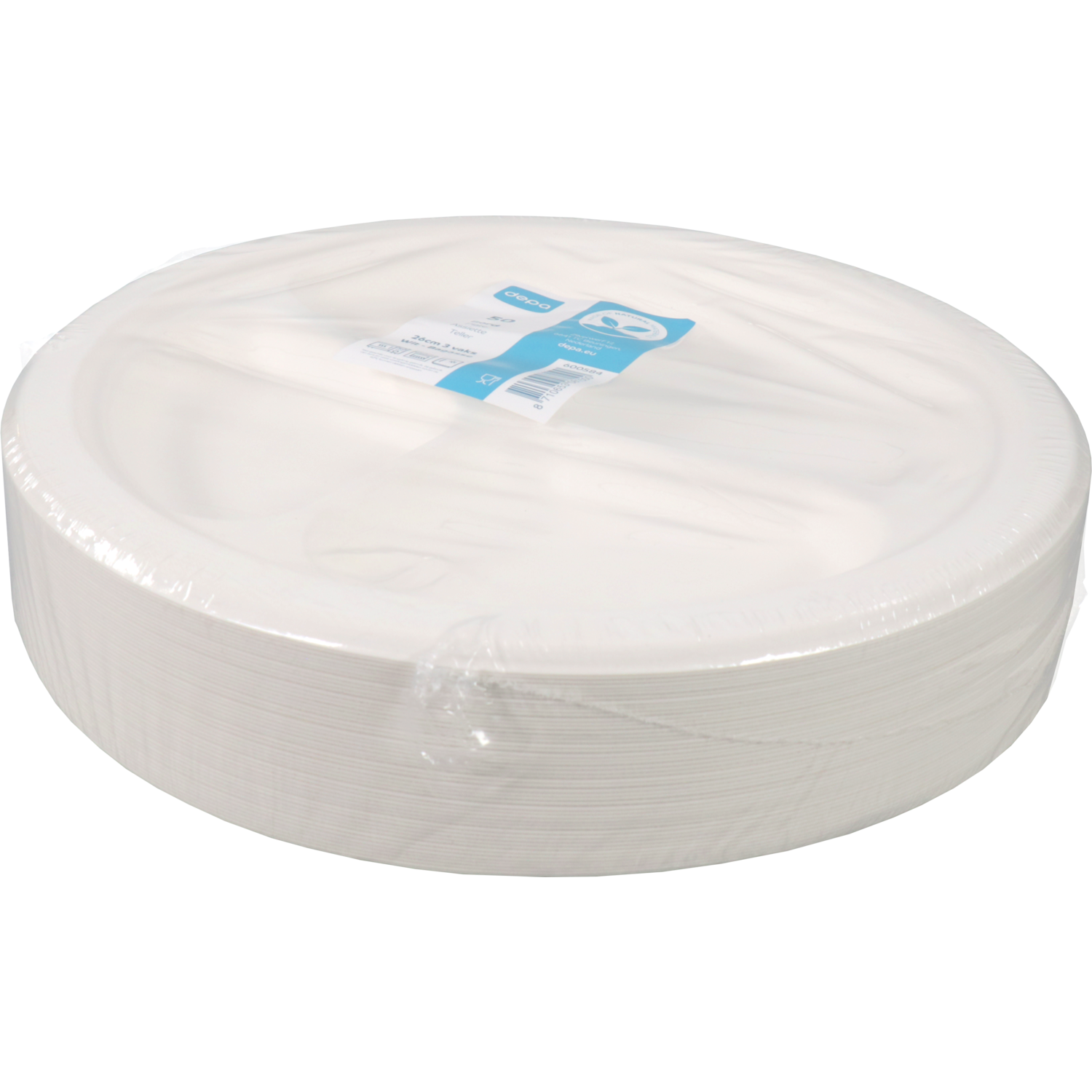Depa Bord, rond, 3-vaks, bagasse (suikerrietpulp), Ø26cm, wit