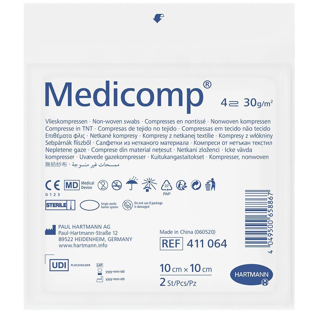 Medicomp® Vliesstoffkompressen steril 10 x 10 cm 4 lagig