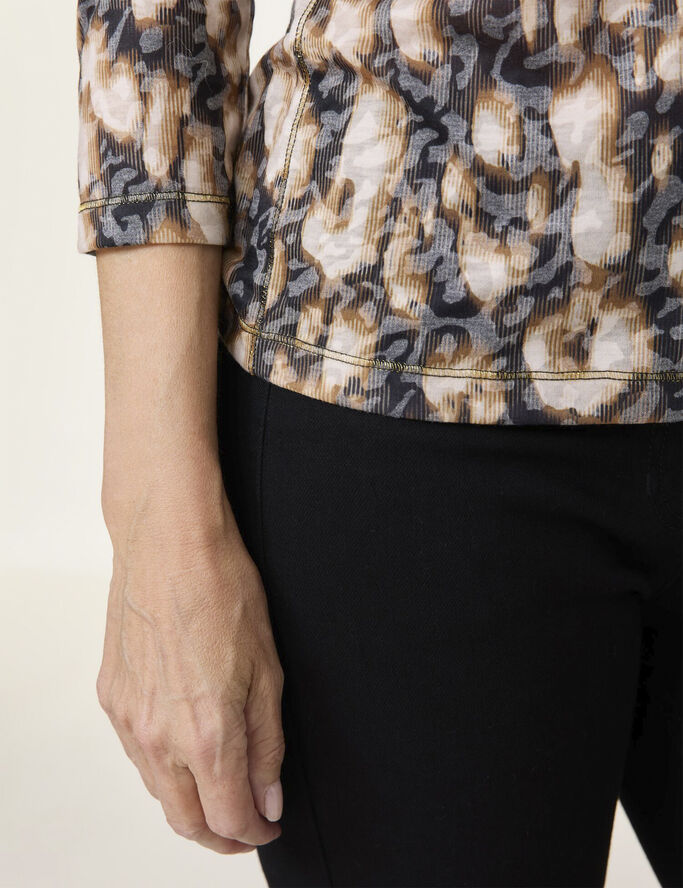 Gerry Weber T-SHIRT 3/4 SLEEVE Black/camel leopard print