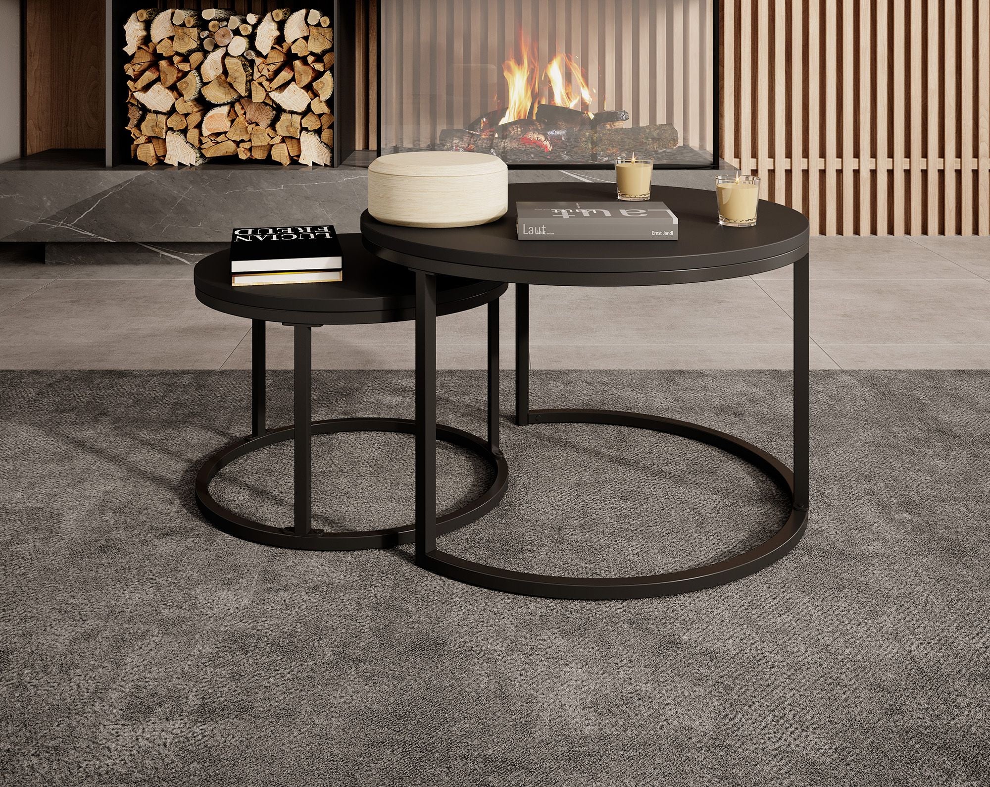 Ovalo - Salontafel set van 2 - Zwart