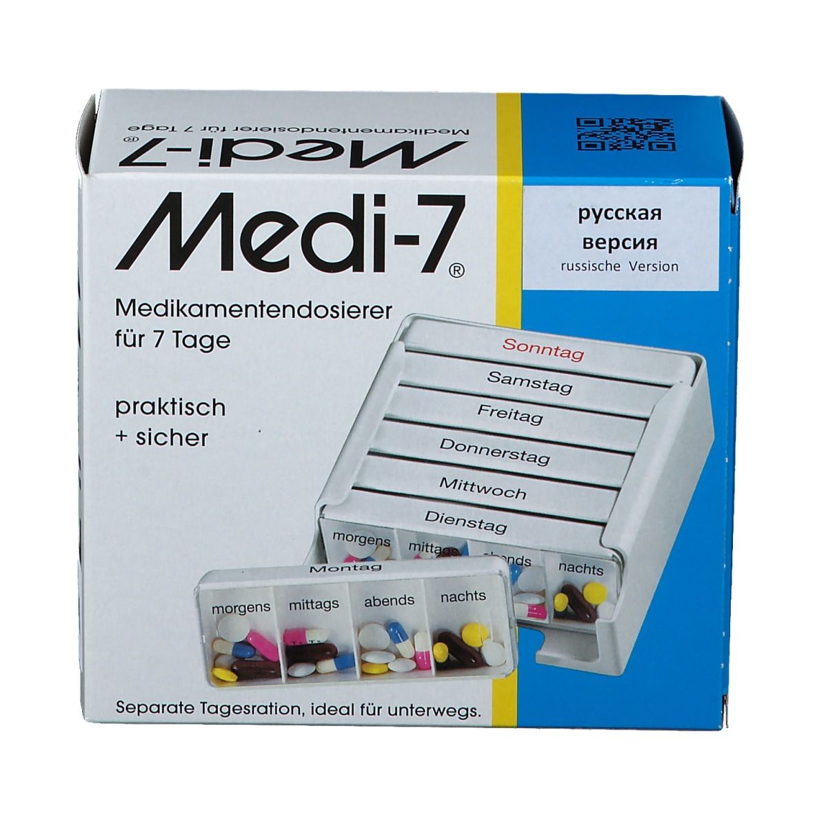 Medi-7 Medikamenten Dosierer weiß russisch