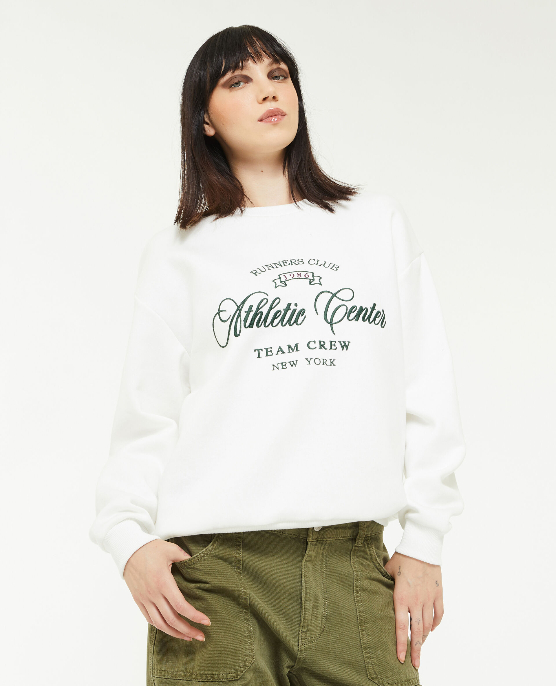 Sweat oversize brodé - Blanc
