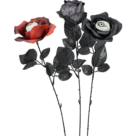 Halloween kunstig rose 42 cm - flere varianter - assorteret
