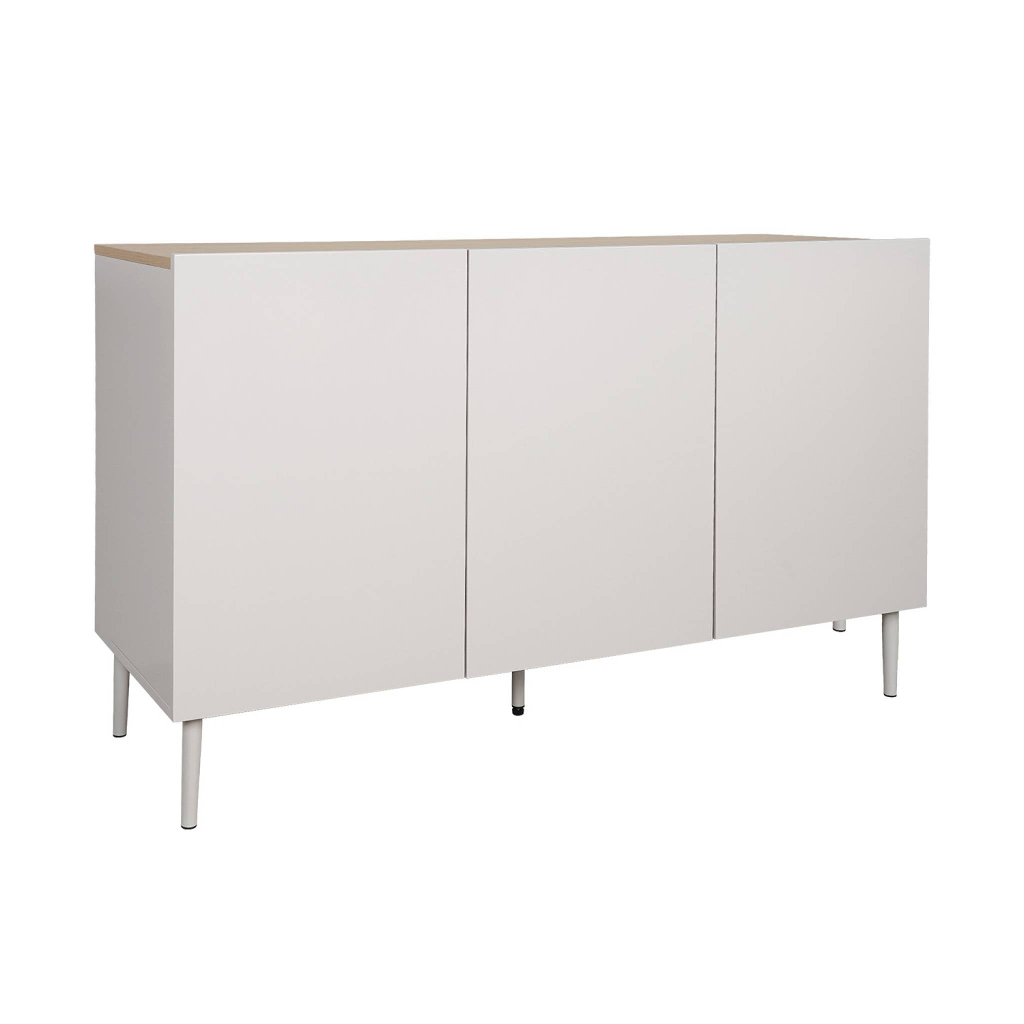 sweeek - Dressoir met 3 deuren metaal en houtdecor 120cm