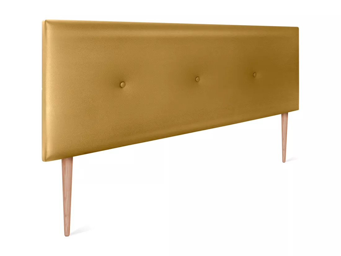 DHOME Tête de lit simili cuir lisse avec Boutons 160x105cm avec pieds Lits 150/160 - Doré