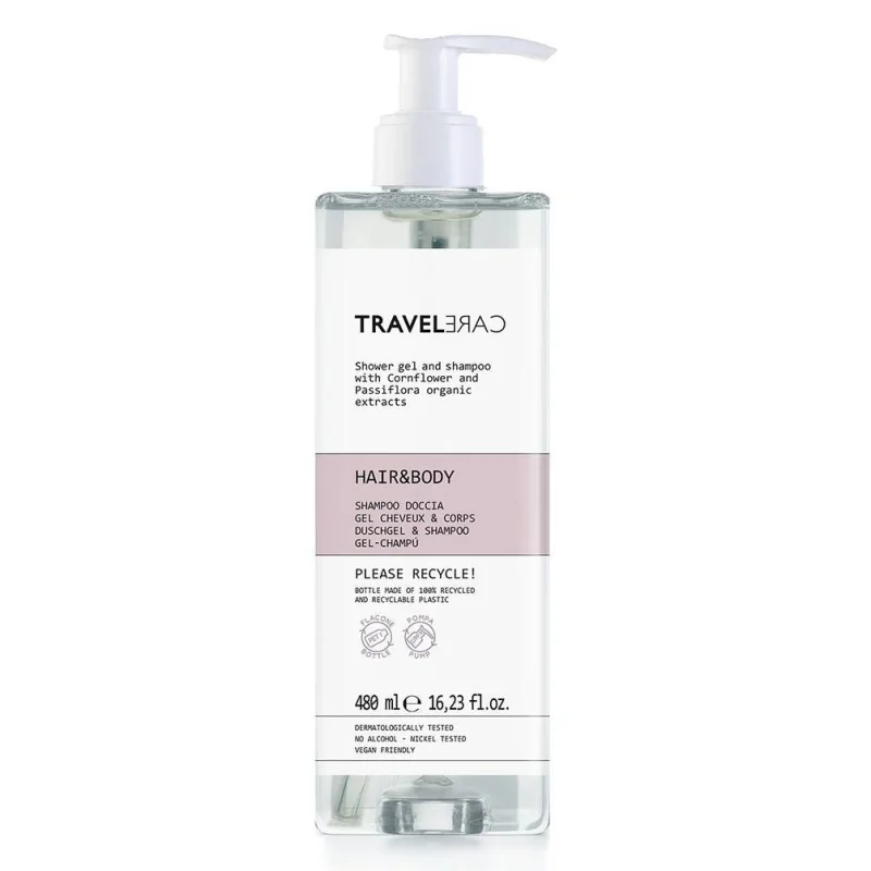 GFL – Gel corps et cheveux – Travel care – 480ml – x18 – Rechargeable