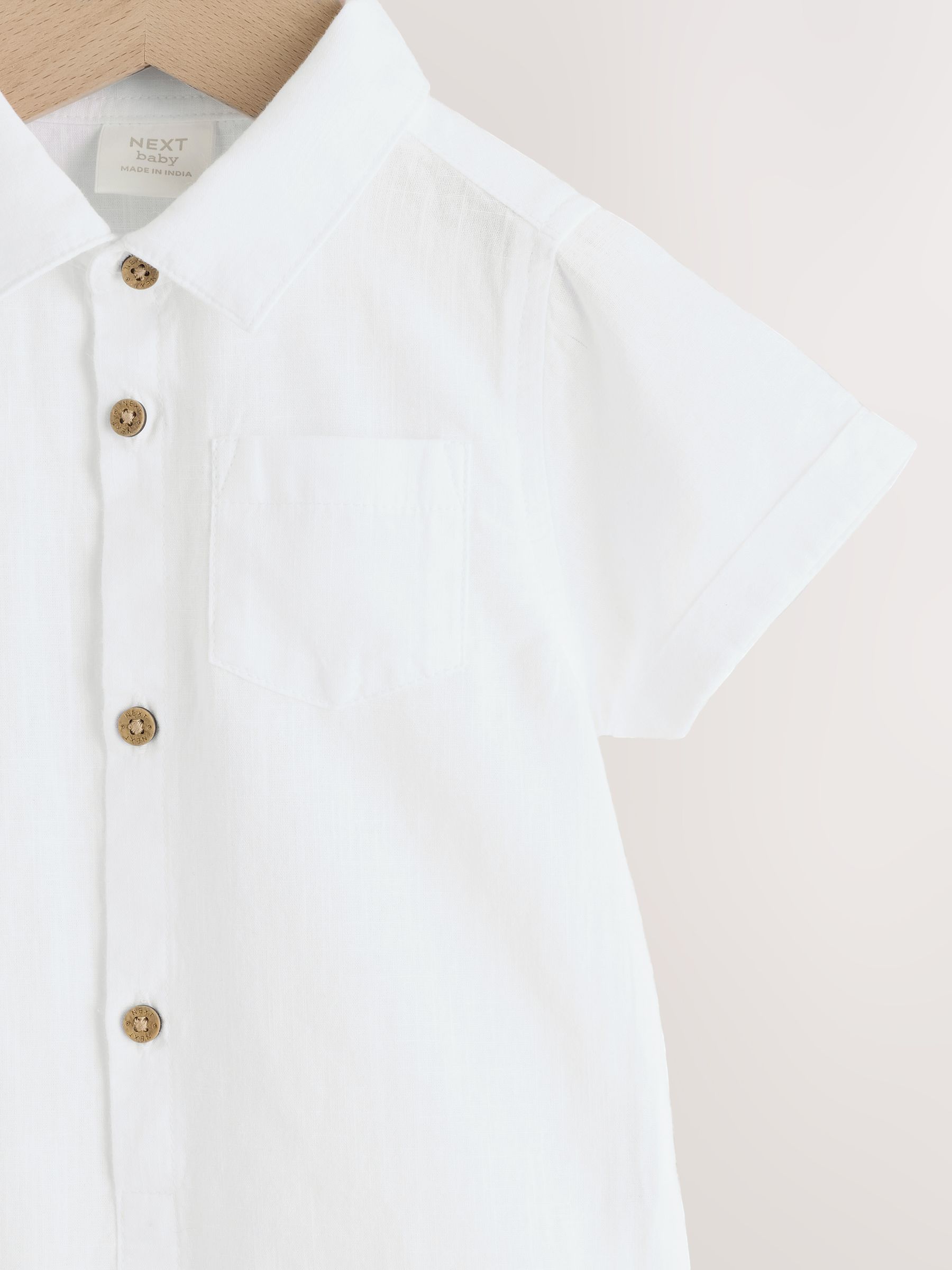 Wit - Baby-shirtromper met korte mouwen
