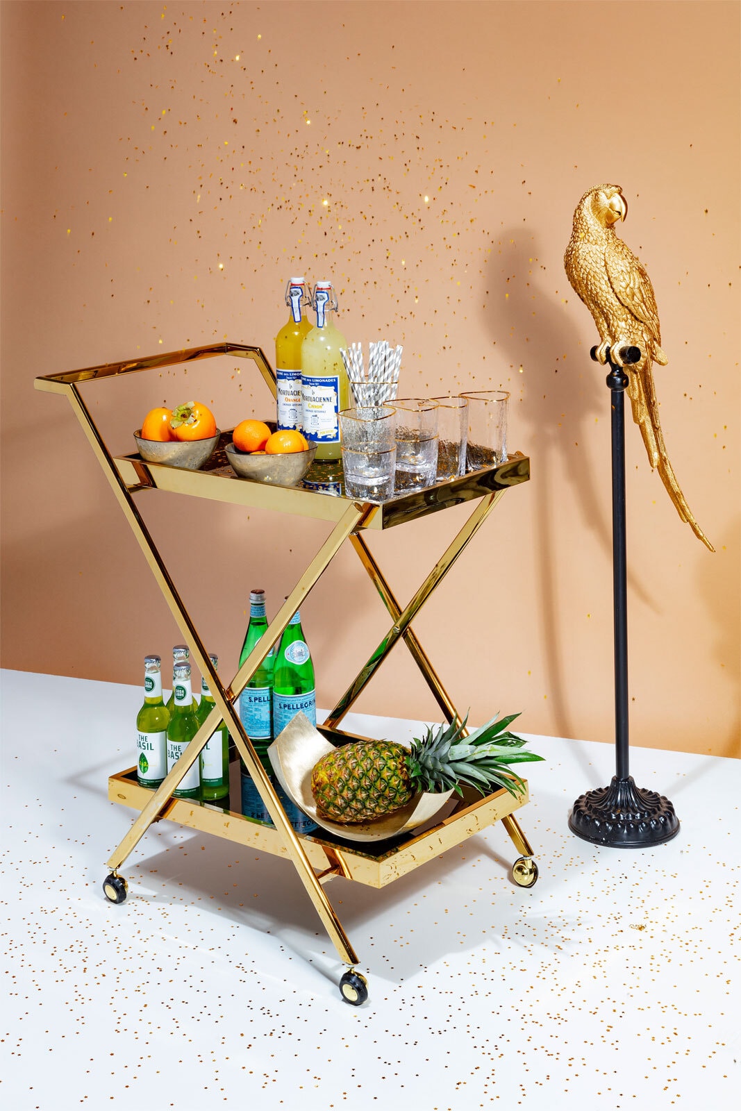 KARE DESIGN Dekofigur PARROT 116 cm Kunststoff goldfarbig