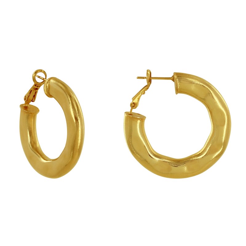 Boucles d'Oreilles Métal Doré Créoles Bosselées