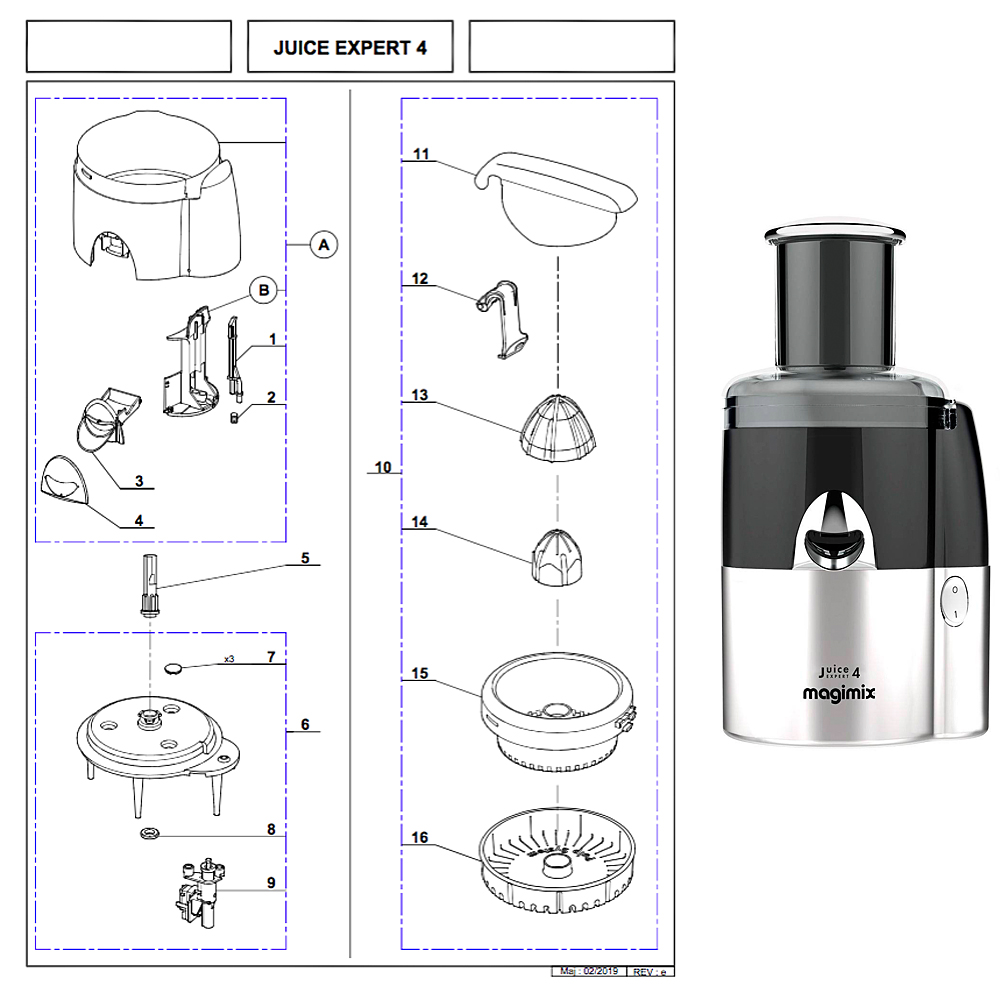 Pièces détachées Magimix Juice Expert 4