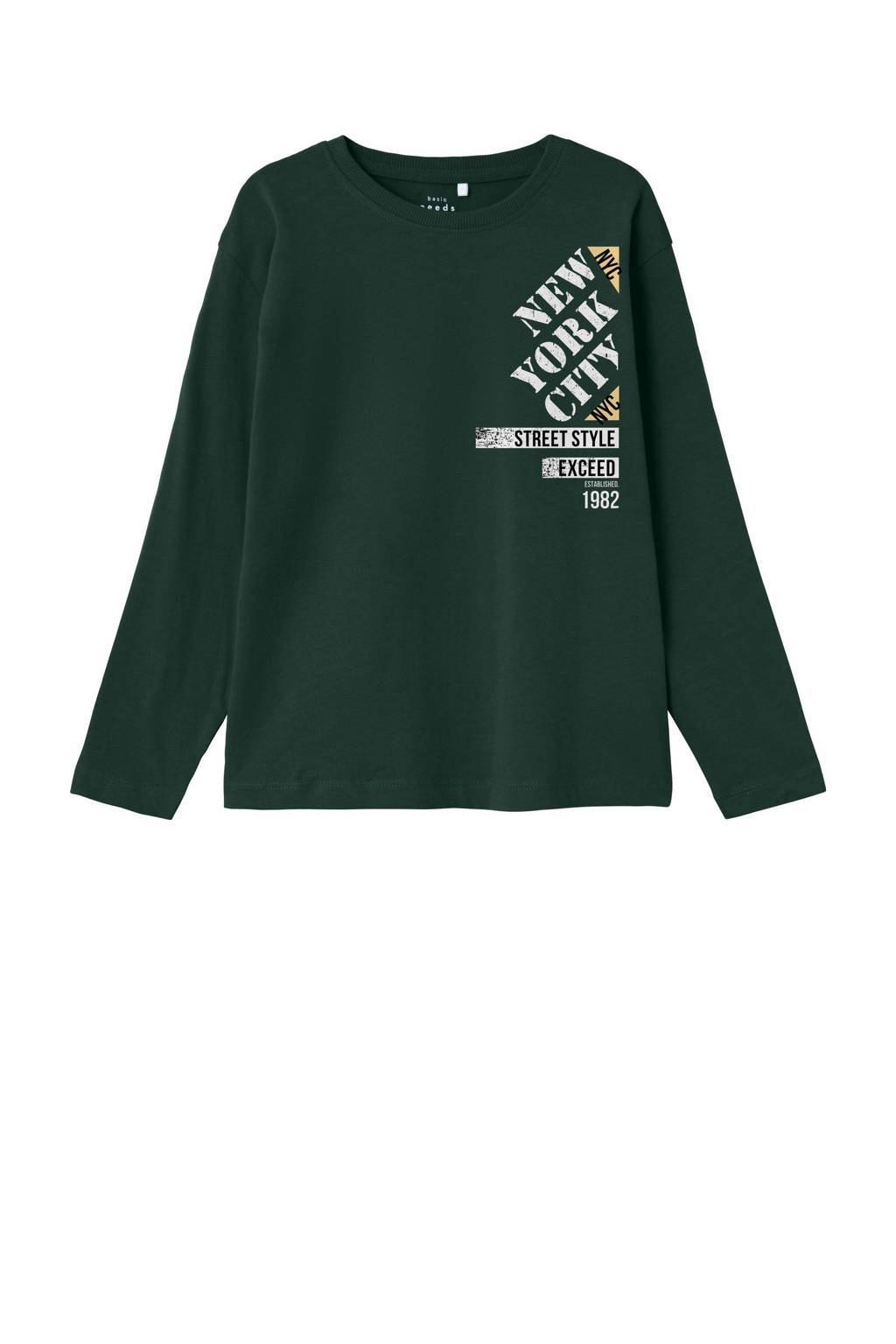 NAME IT longsleeve NKMVAGNO met printopdruk donkergroen