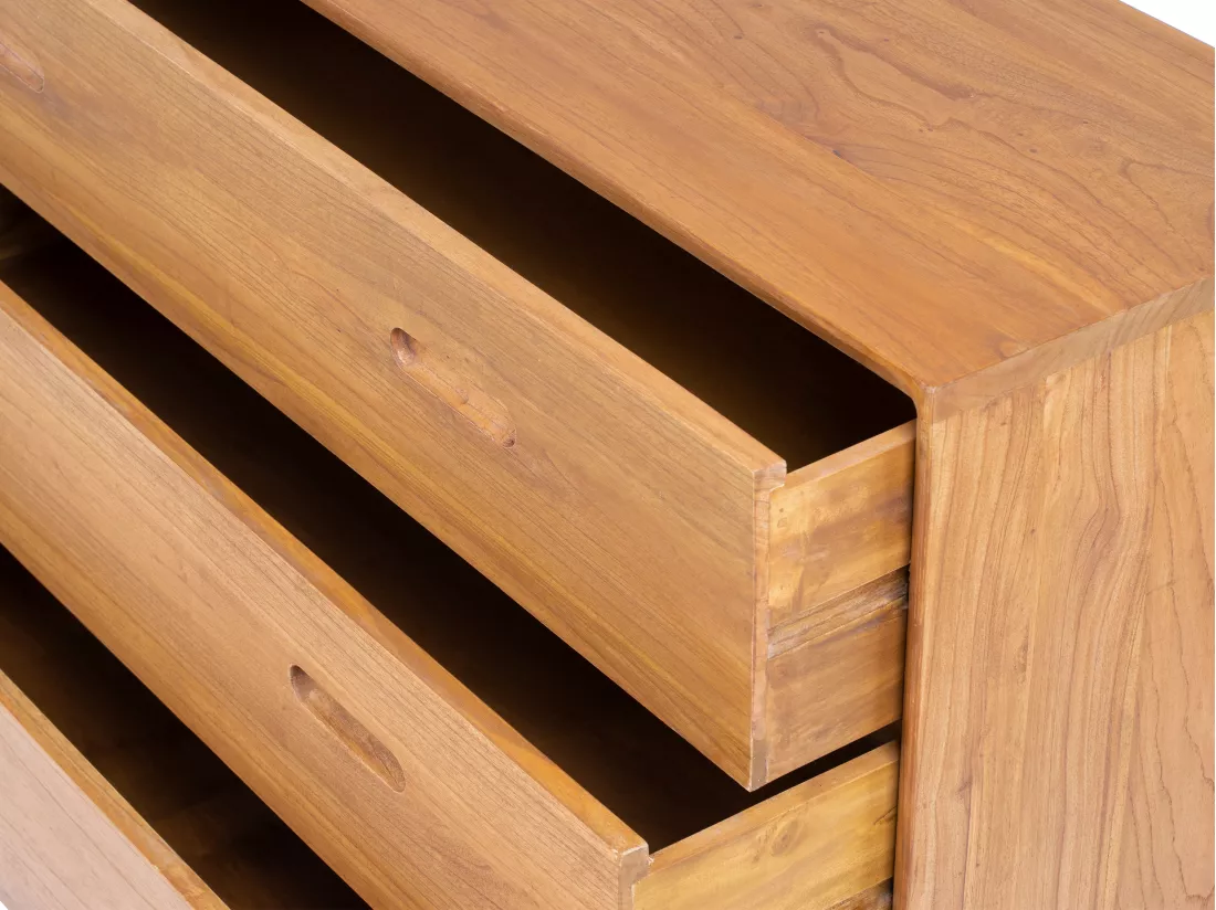 Commode 3 tiroirs - Bois de mindi - Naturel - PONIDA