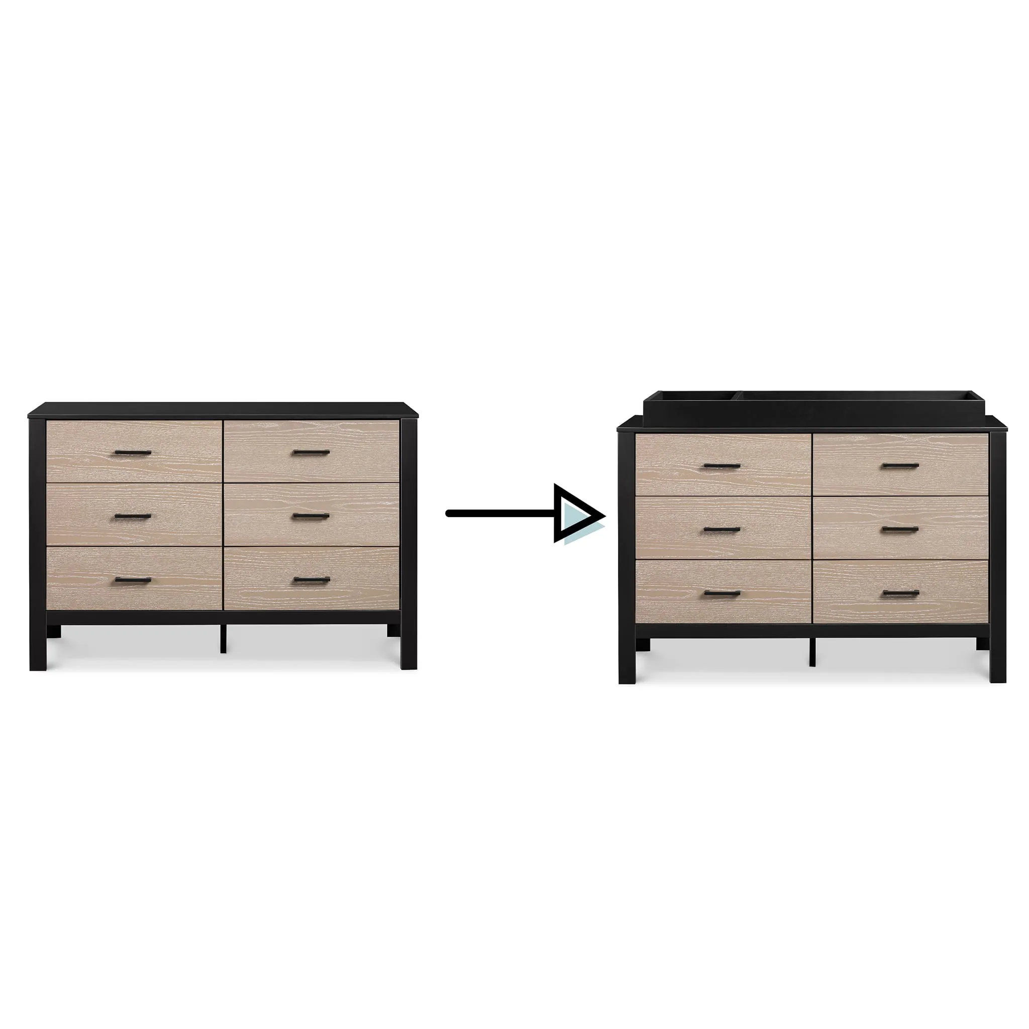 DaVinci Bureau 6 Tiroirs Radley - Ébène et Bois Côtier