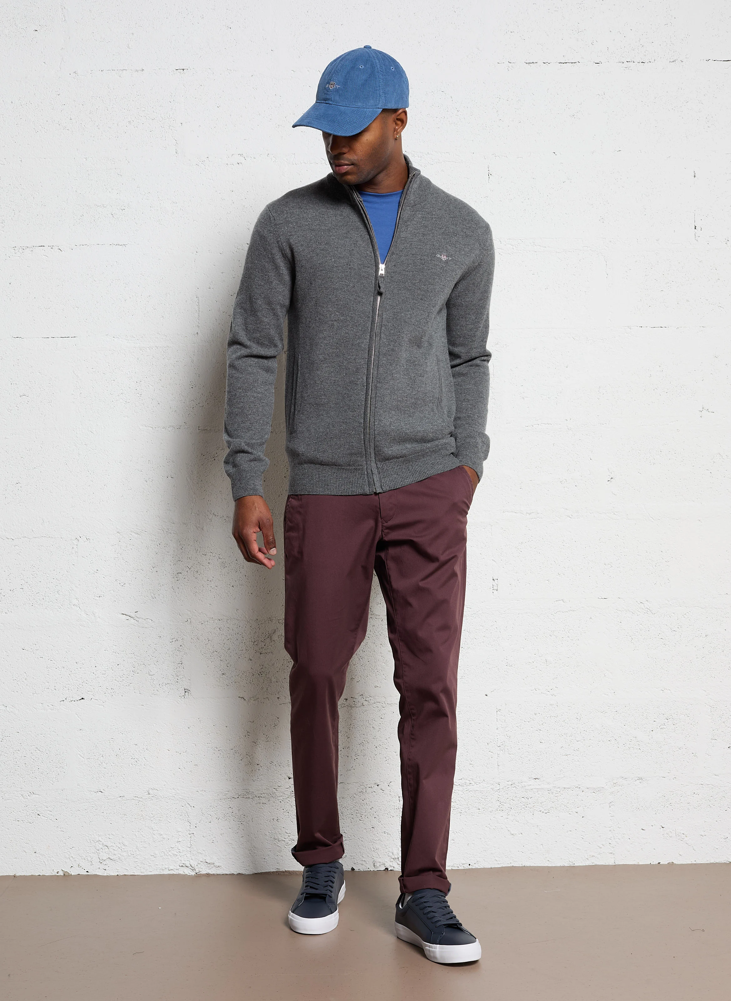 Pantalon slim en coton biologique mélangé | Marron