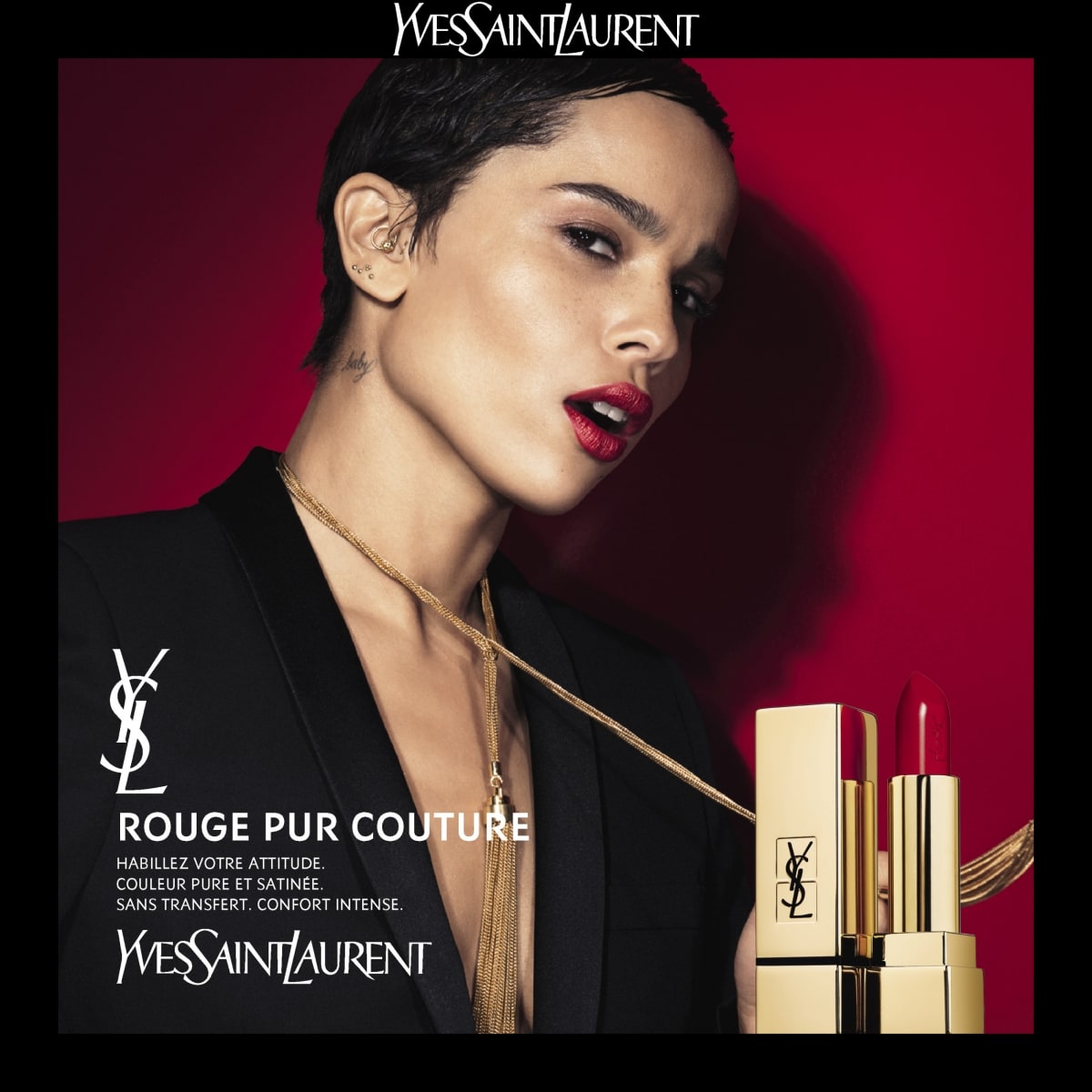 YVES SAINT LAURENT Rouge Pur Couture Rouge à Lèvres Satiné Longue Tenue et Confort