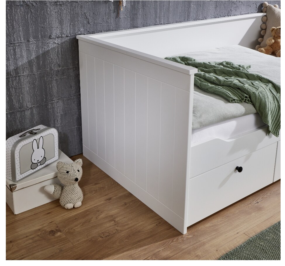 Relita Funktionsbett eLeona 90x200 cm ohne Lattenrost, mit 3 Schubladen, Ausf. Weiß lackiert