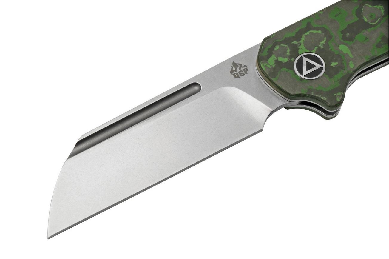 QSP Knife Penguin QS130SJ-E1, CPM 20CV Stonewashed, Fat Carbon Jungle Wear, slipjoint zakmes