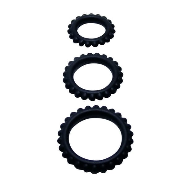Baile - Titan Sett 3 stk Cock Ring Svart 2,8 + 2,4 + 1,9 Cm
