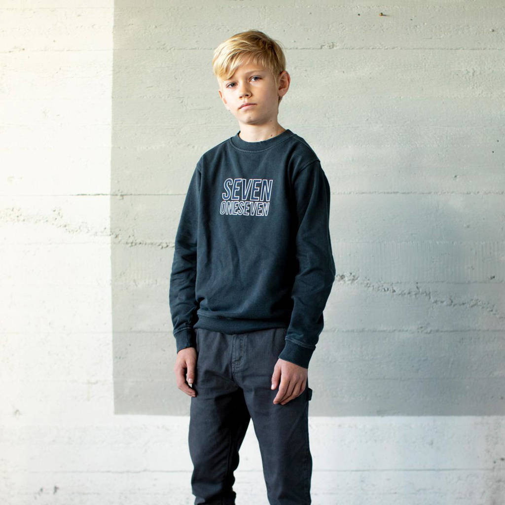 SEVENONESEVEN sweater met printopdruk antraciet