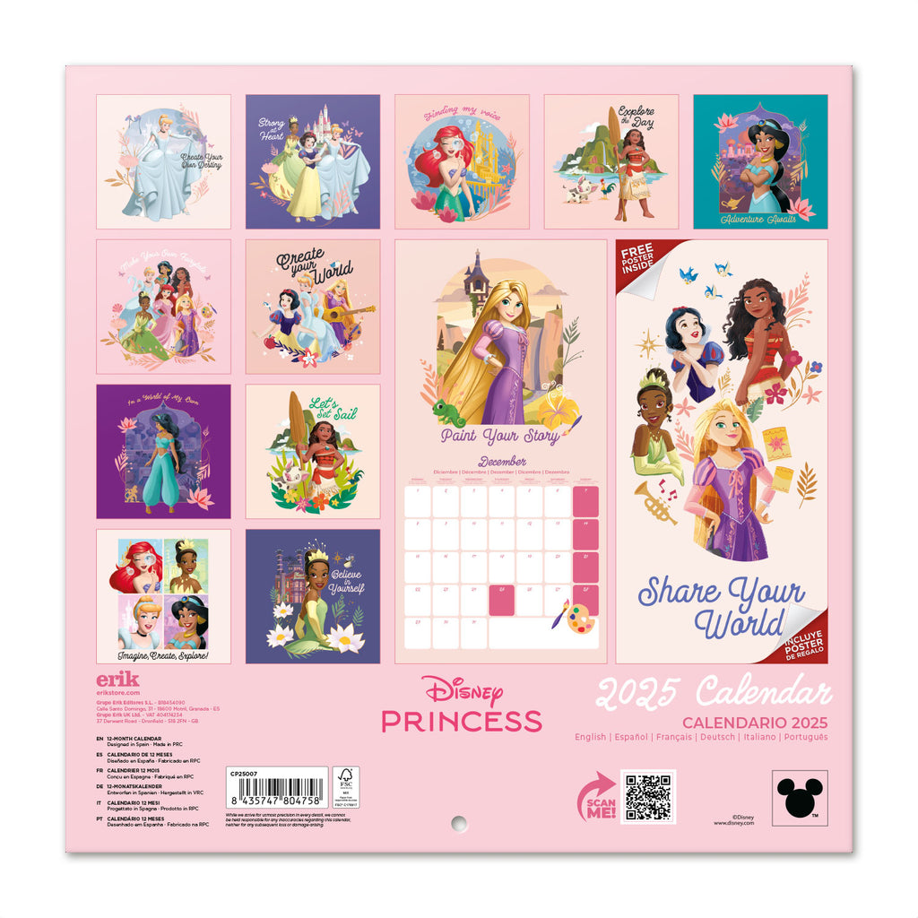 Calendário 2025 - Princesas