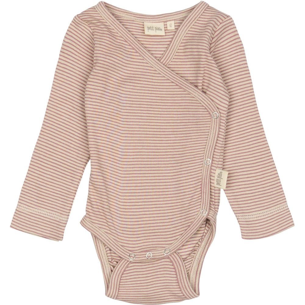 Køb Petit Piao Nostalgic Rose/Dark Off White PPDian Body L/S Fold Over Stripe NOOS