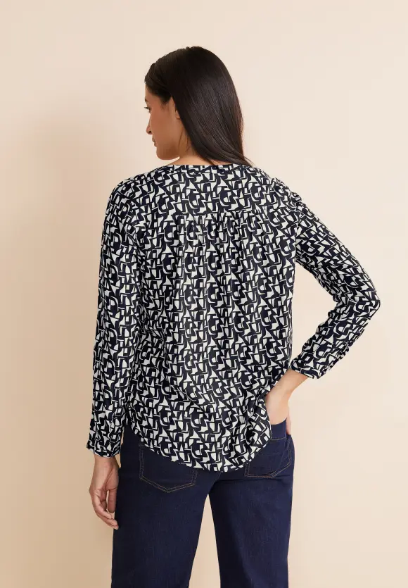 Minimalprint Bluse - deep blue