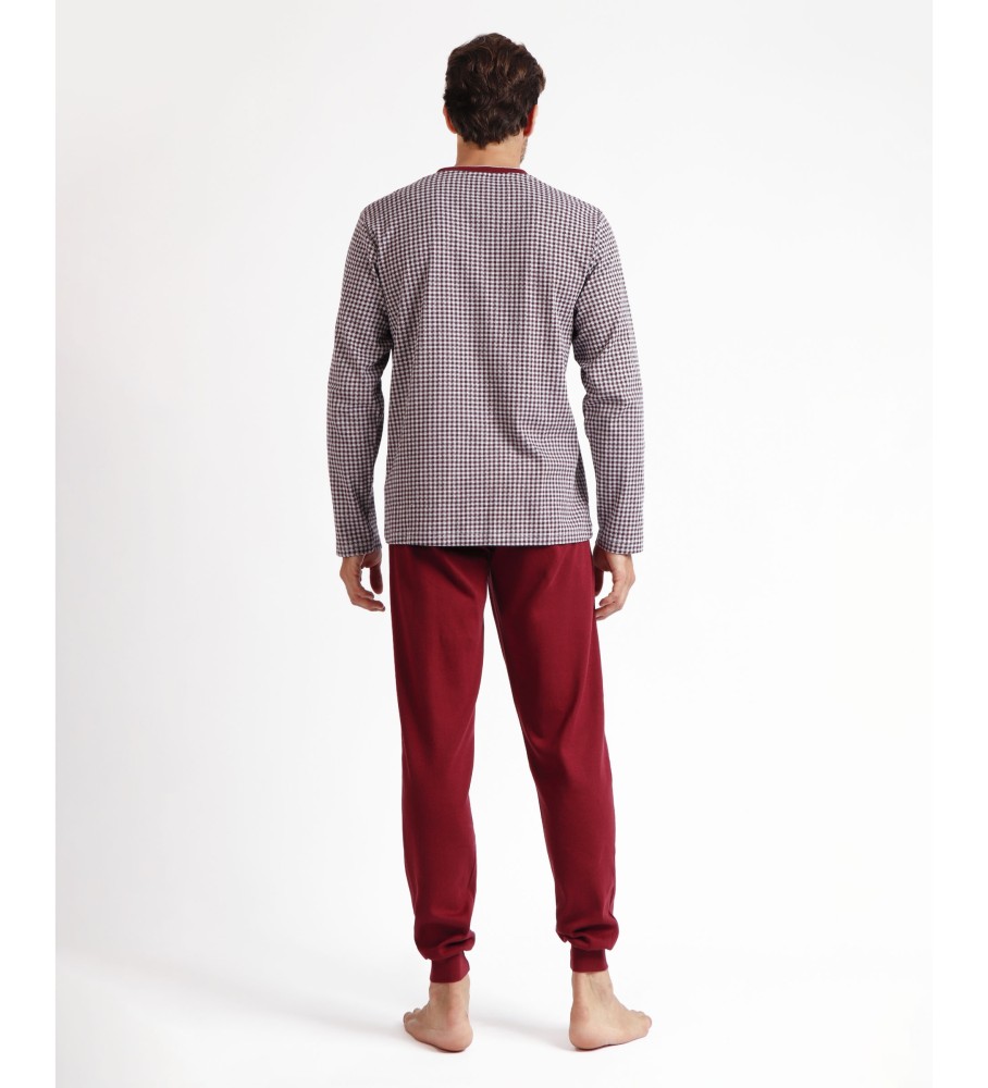 Pijama de manga comprida Antonio Miro Vichy Pixel Maroon