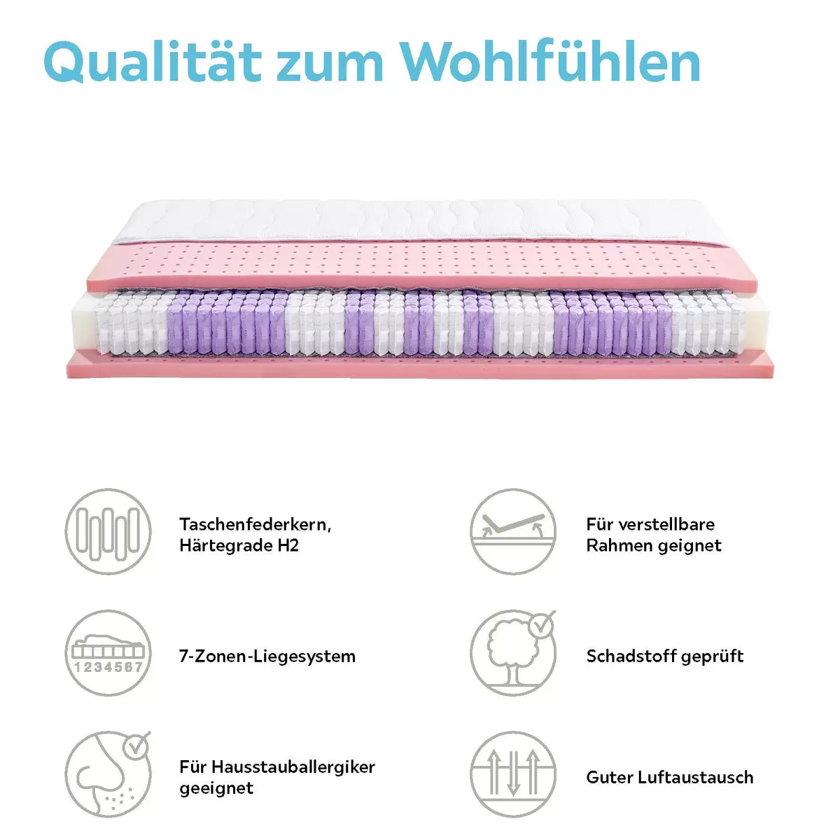 Matratze Gelfeel Deluxe 90 x 200 weiss