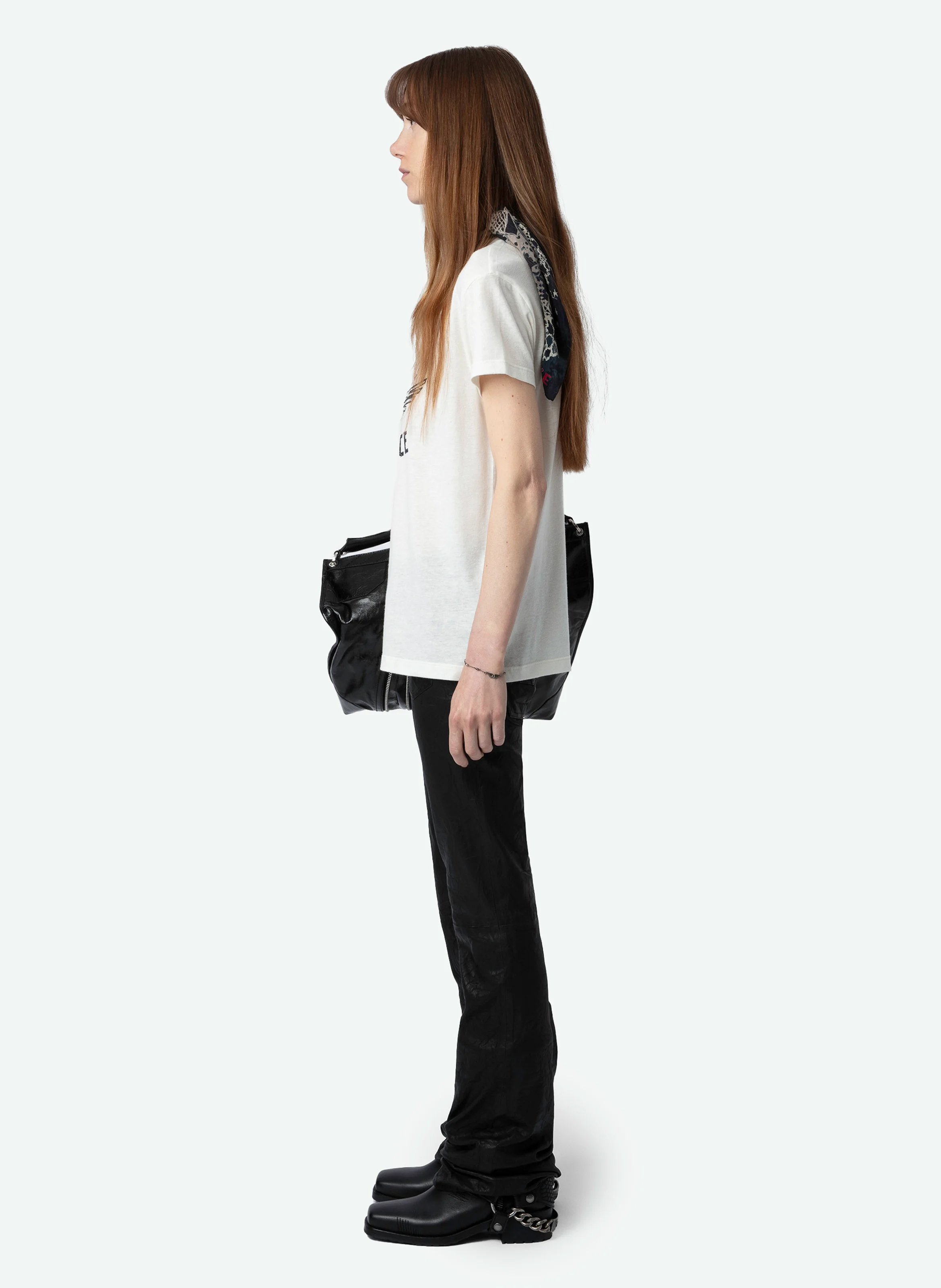 WALK - Tee-shirt col rond droit en coton lin et fibres recyclées mélangé | Blanc