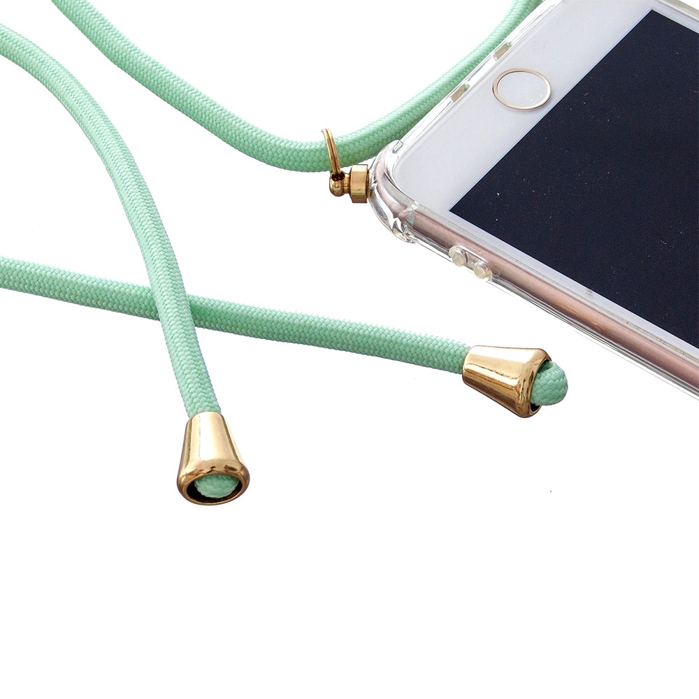 iPhone 6 / 6S Necklace Gummi Hülle Air Cushion Fallschutz   Handykette (150cm) - Türkis / Gold