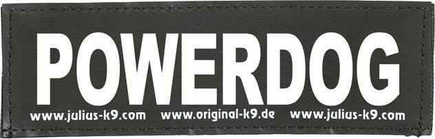 Julius K9 tekstlabel Powerdog zwart 16 x 5 cm 2 stuks